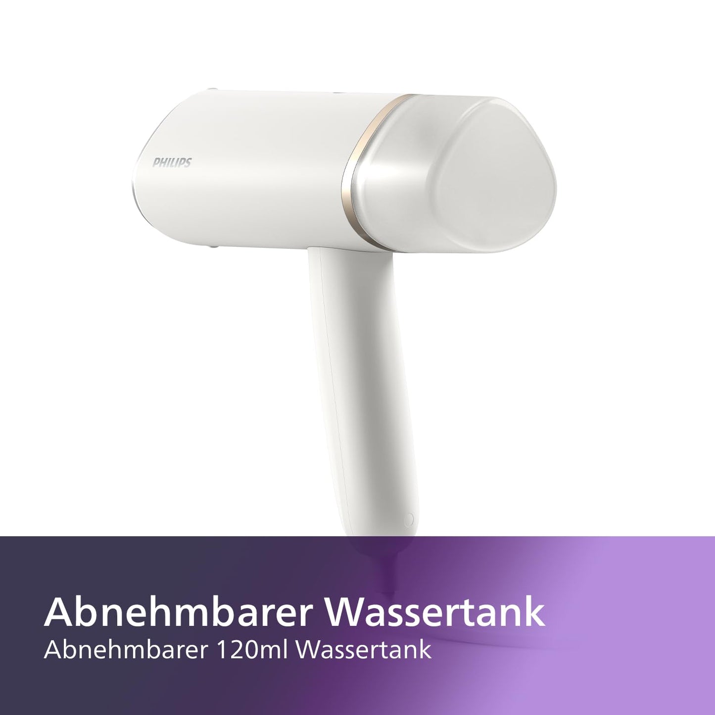 Tragbarer Dampfglätter – 1000 W, Kompakt und Faltbar, 120 ml Wassertank, konstante Dampfleistung 20 g/min, Kein Bügelbrett erforderlich, Weiß