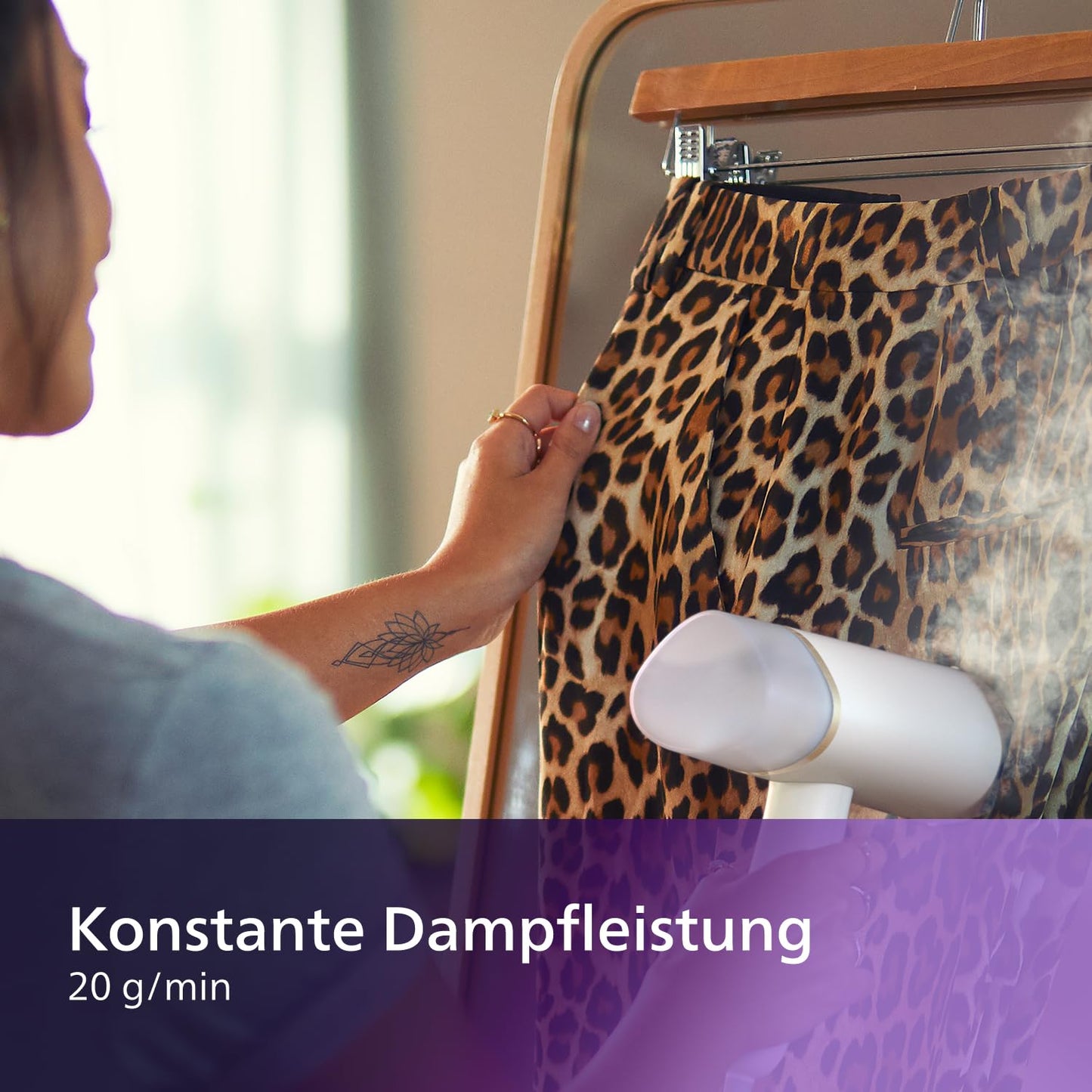 Tragbarer Dampfglätter – 1000 W, Kompakt und Faltbar, 120 ml Wassertank, konstante Dampfleistung 20 g/min, Kein Bügelbrett erforderlich, Weiß