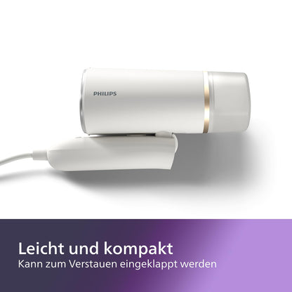 Tragbarer Dampfglätter – 1000 W, Kompakt und Faltbar, 120 ml Wassertank, konstante Dampfleistung 20 g/min, Kein Bügelbrett erforderlich, Weiß